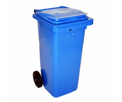 Container met papiergleuf en slot 120 liter blauw