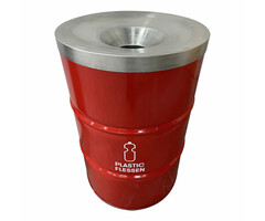The BinBin Afvalbak Plastic met vlamvertragend deksel 200 liter Rood