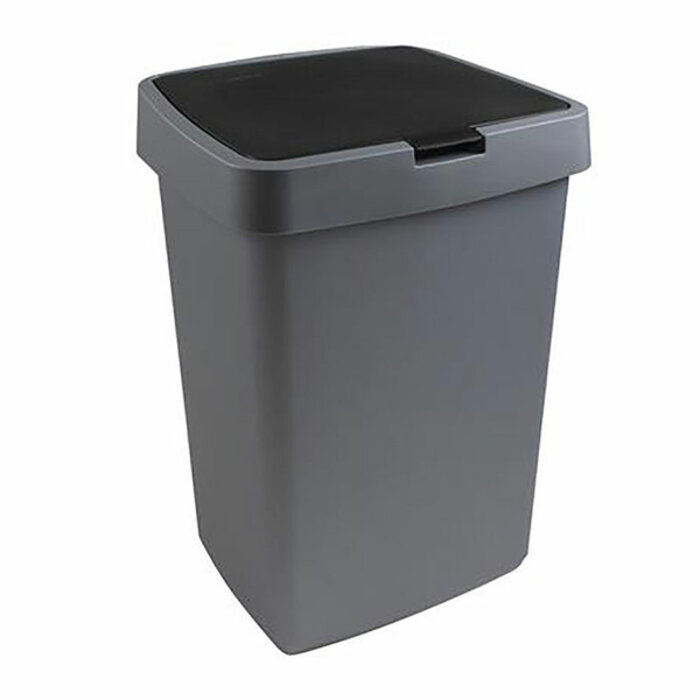 Sunware Afvalbak Delta klepdeksel 25 liter (grijs, zwart)