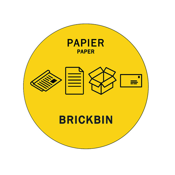 BrickBin Forex Afvalstroomplaatje Papier BE geel