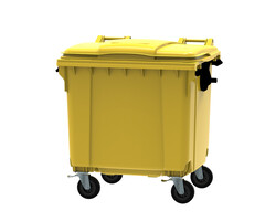 Container 1100 liter vlak deksel geel