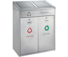 Recycling afvalbak outdoor 2x55 liter mat RVS