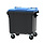 Container 1100 liter vlak deksel (grijs, blauw)
