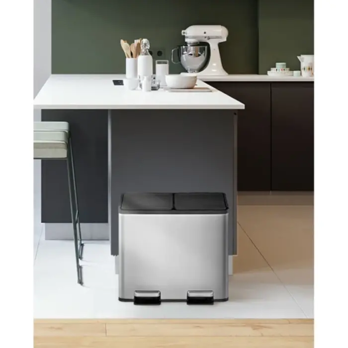 EKO Essential splitted Recycler pedaalemmer 10+10 liter mat RVS