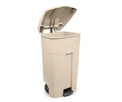 Verrijdbare container met pedaal 125 liter creme