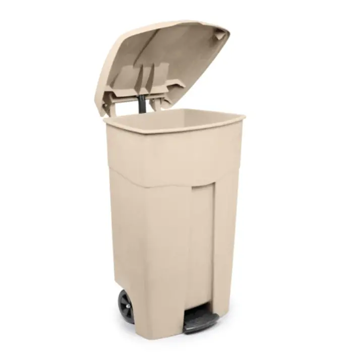 Verrijdbare container met pedaal 125 liter creme