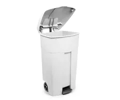 Verrijdbare container met pedaal 125 liter wit