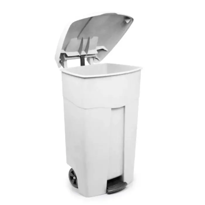 Verrijdbare container met pedaal 125 liter wit