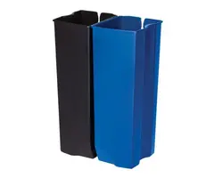 Rubbermaid Recycling binnenbakken 2x15 liter Front Step RVS (zwart, blauw)