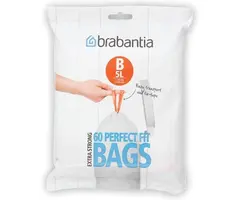 Brabantia PerfectFit Afvalzak met trekbandsluiting, dispenser pack, 5 liter (B) wit