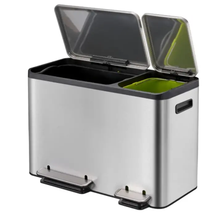 EKO EcoCasa Recycler pedaalemmer 24+12 liter mat RVS