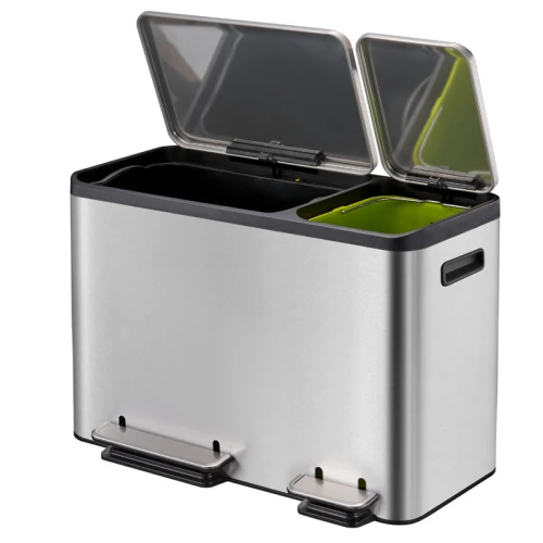 EKO EcoCasa Recycler pedaalemmer 24+12 liter mat RVS