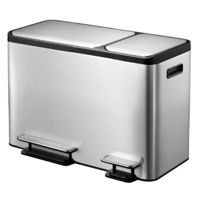 EKO EcoCasa Recycler pedaalemmer 24+12 liter mat RVS