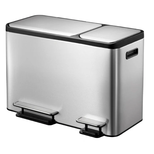 EKO EcoCasa Recycler pedaalemmer 24+12 liter mat RVS