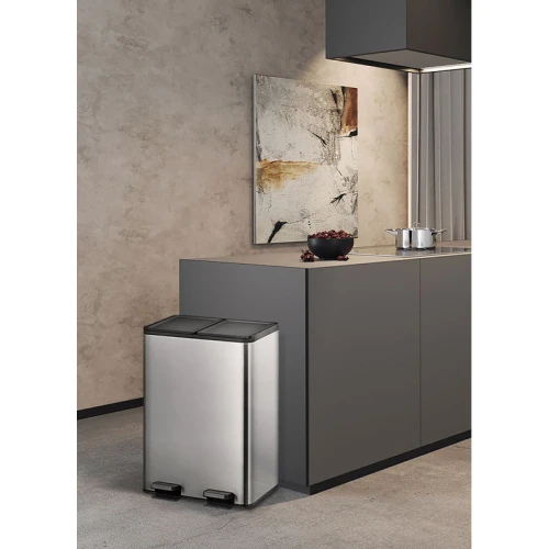 EKO Essential splitted Recycler pedaalemmer 20+20 liter mat RVS