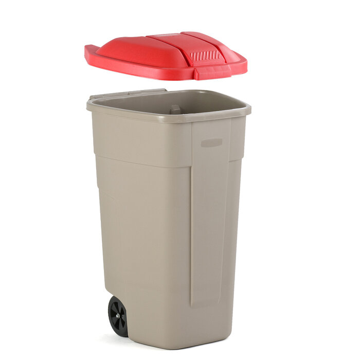 Mobiele container 110 liter (beige, rood)