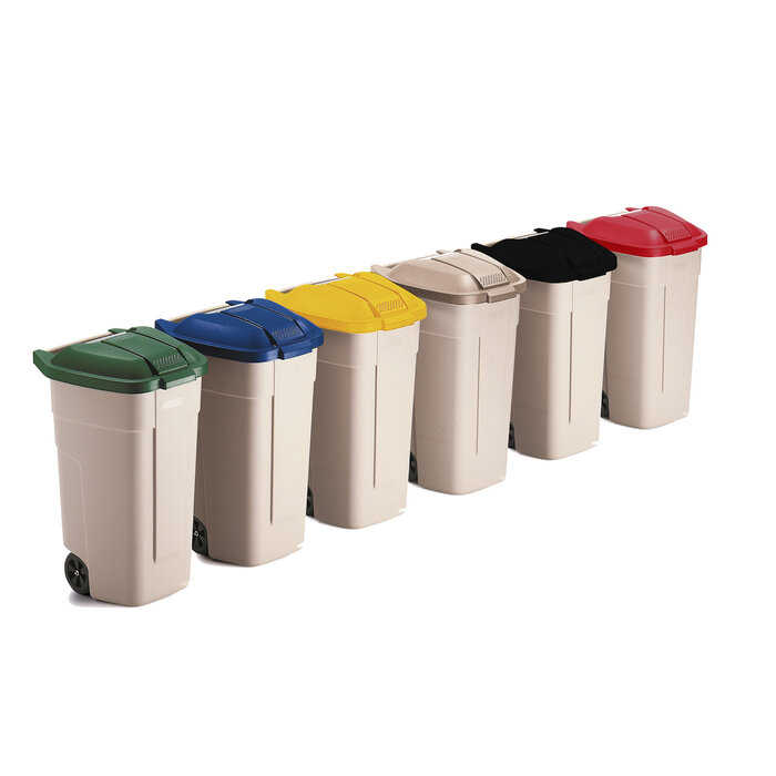 Mobiele container 110 liter (beige, rood)