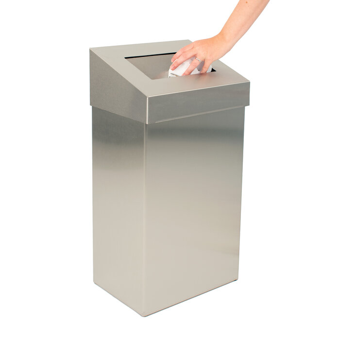 DutchDesign Afvalbak met pushklep 50 liter mat RVS