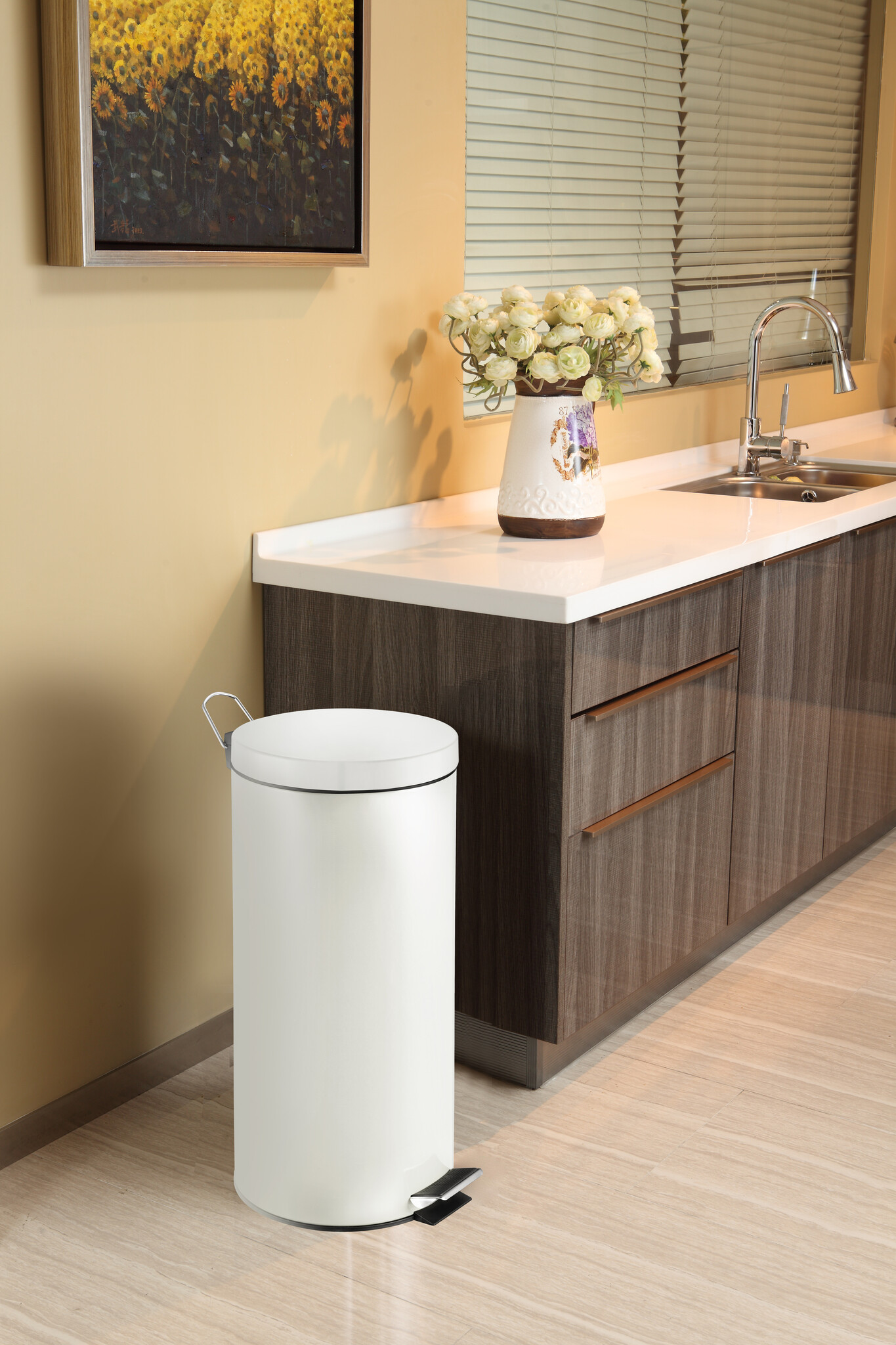 Pedaalemmer 30 liter wit