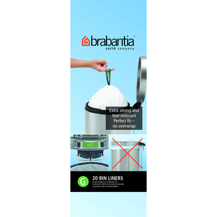 Brabantia PerfectFit Afvalzak met trekbandsluiting 23-30 liter (G) wit
