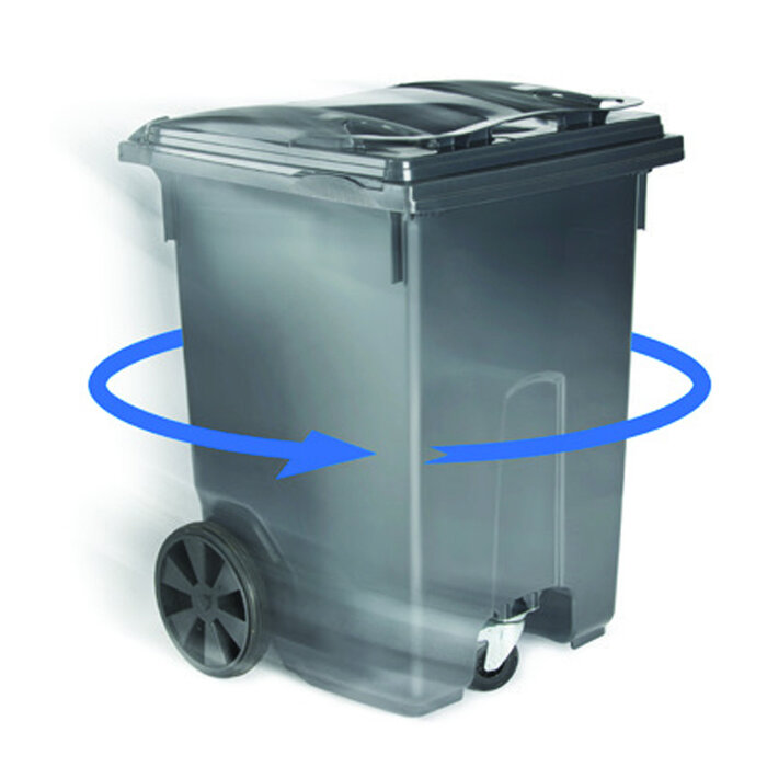 Mini-container 360 liter 3-wiel grijs