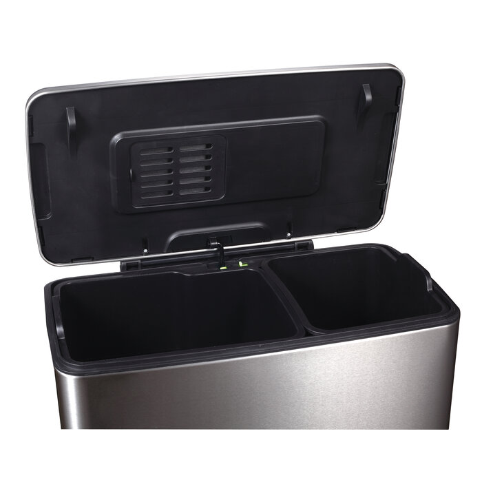 EKO E-Cube recycling pedaalemmer 28+18 liter mat RVS