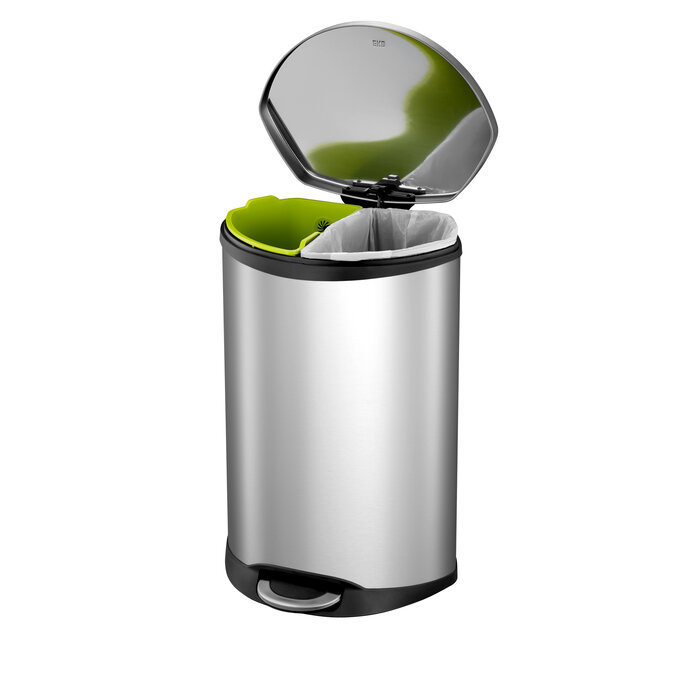 EKO Shell Bin recycling pedaalemmer 22+22 liter mat RVS