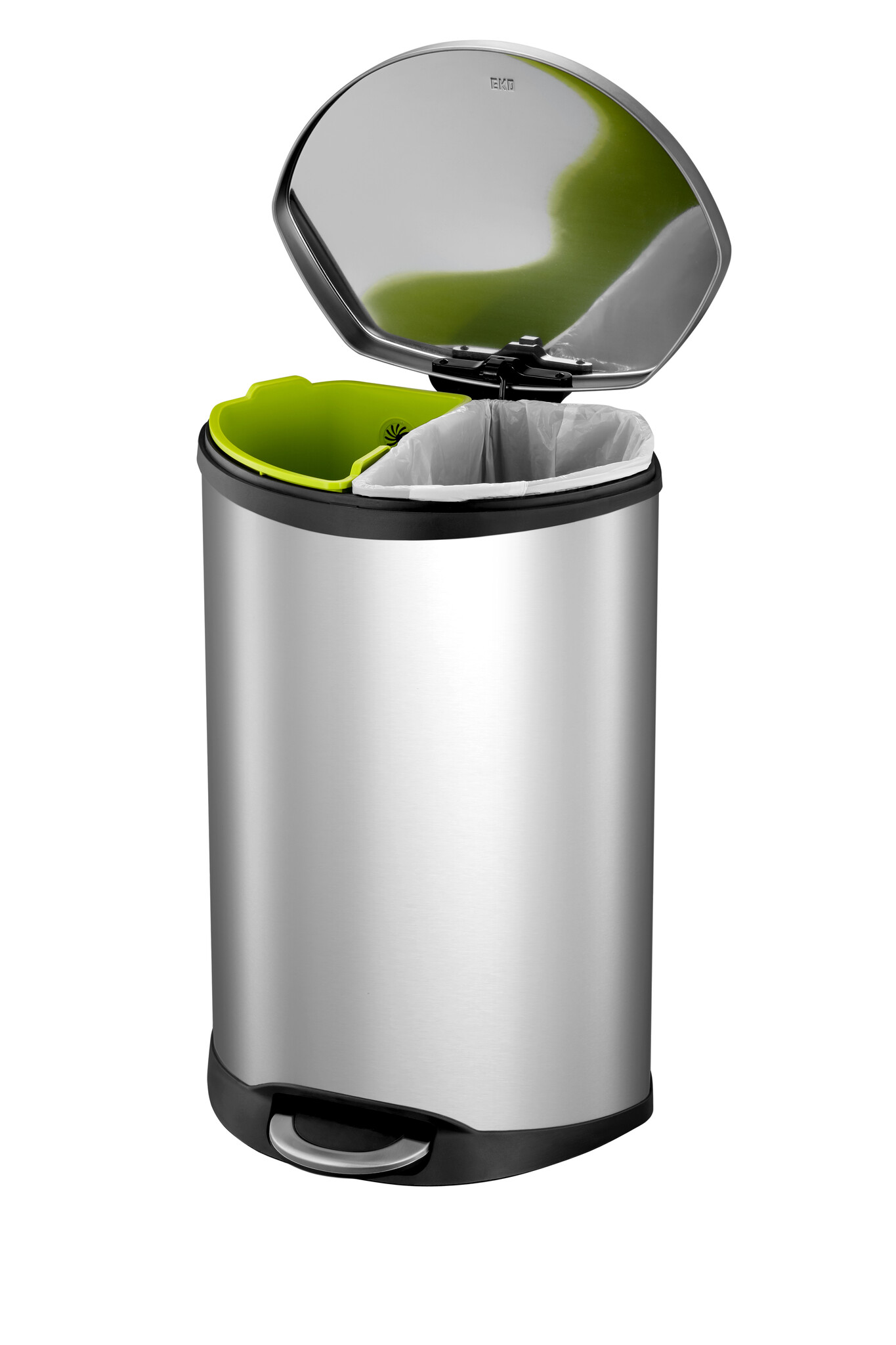 EKO Shell Bin recycling pedaalemmer 22+22 liter mat RVS