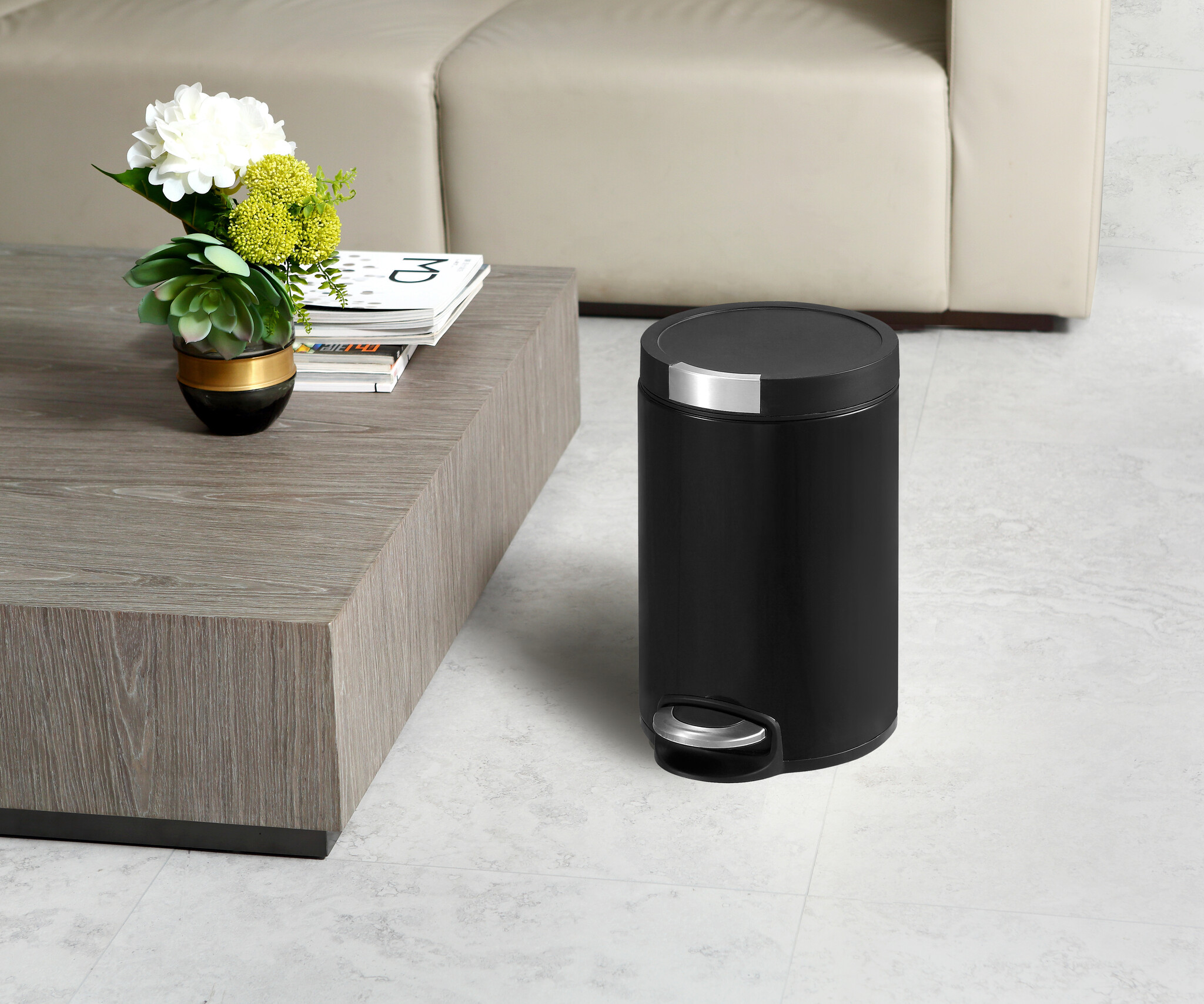 EKO Artistic pedaalemmer 12 liter mat zwart