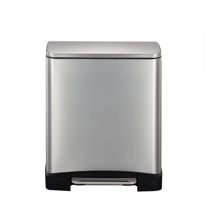 EKO E-Cube recycling pedaalemmer 10+9 liter mat RVS