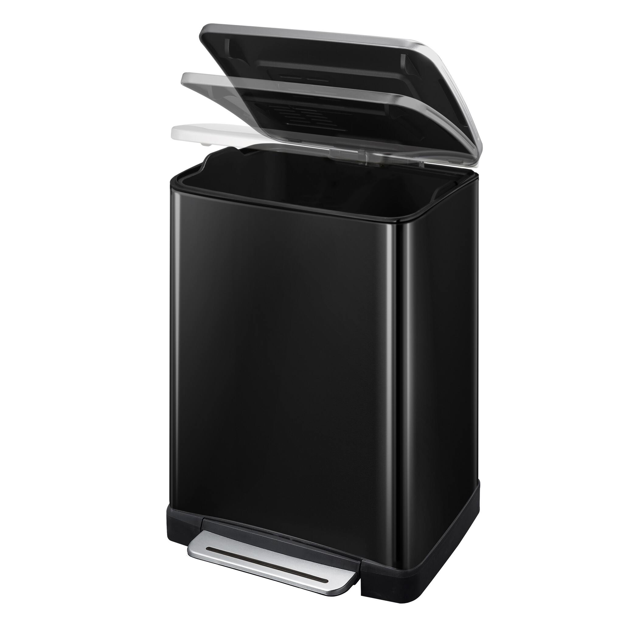 EKO E-Cube pedaalemmer 40 liter (zwart glanzend, mat RVS)