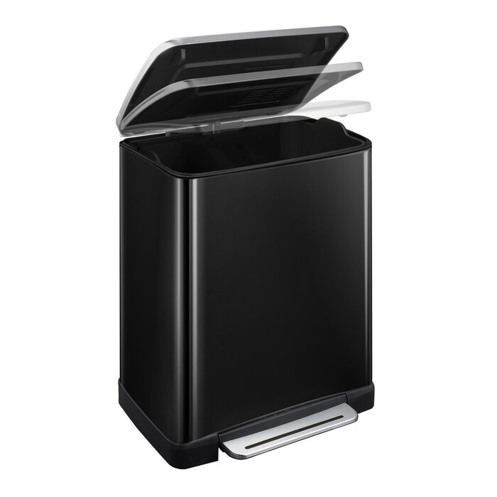 EKO E-Cube pedaalemmer 50 liter (zwart glanzend, mat RVS)