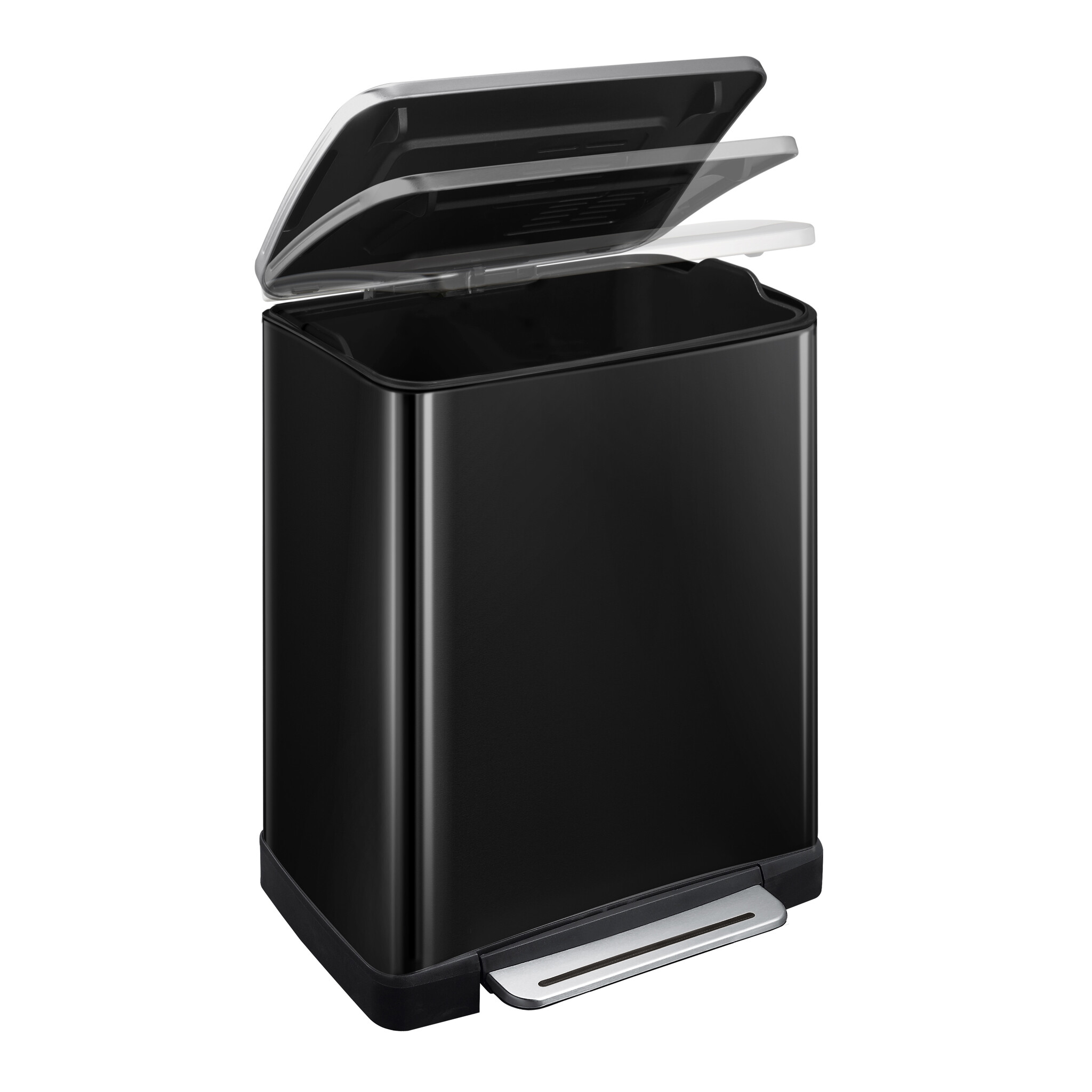 EKO E-Cube pedaalemmer 50 liter (zwart glanzend, mat RVS)