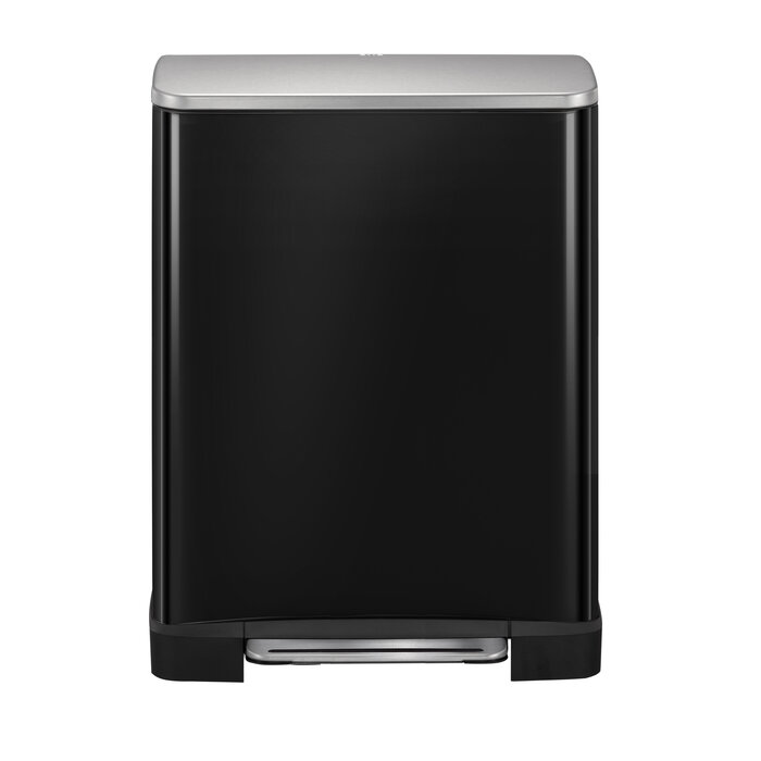 EKO E-Cube recycling pedaalemmer 28+18 liter (zwart glanzend, mat RVS)