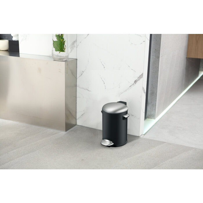EKO Belle Deluxe pedaalemmer 3 liter (zwart glanzend, mat RVS)