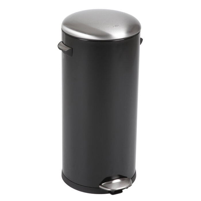 EKO Belle Deluxe pedaalemmer 30 liter (zwart glanzend, mat RVS)
