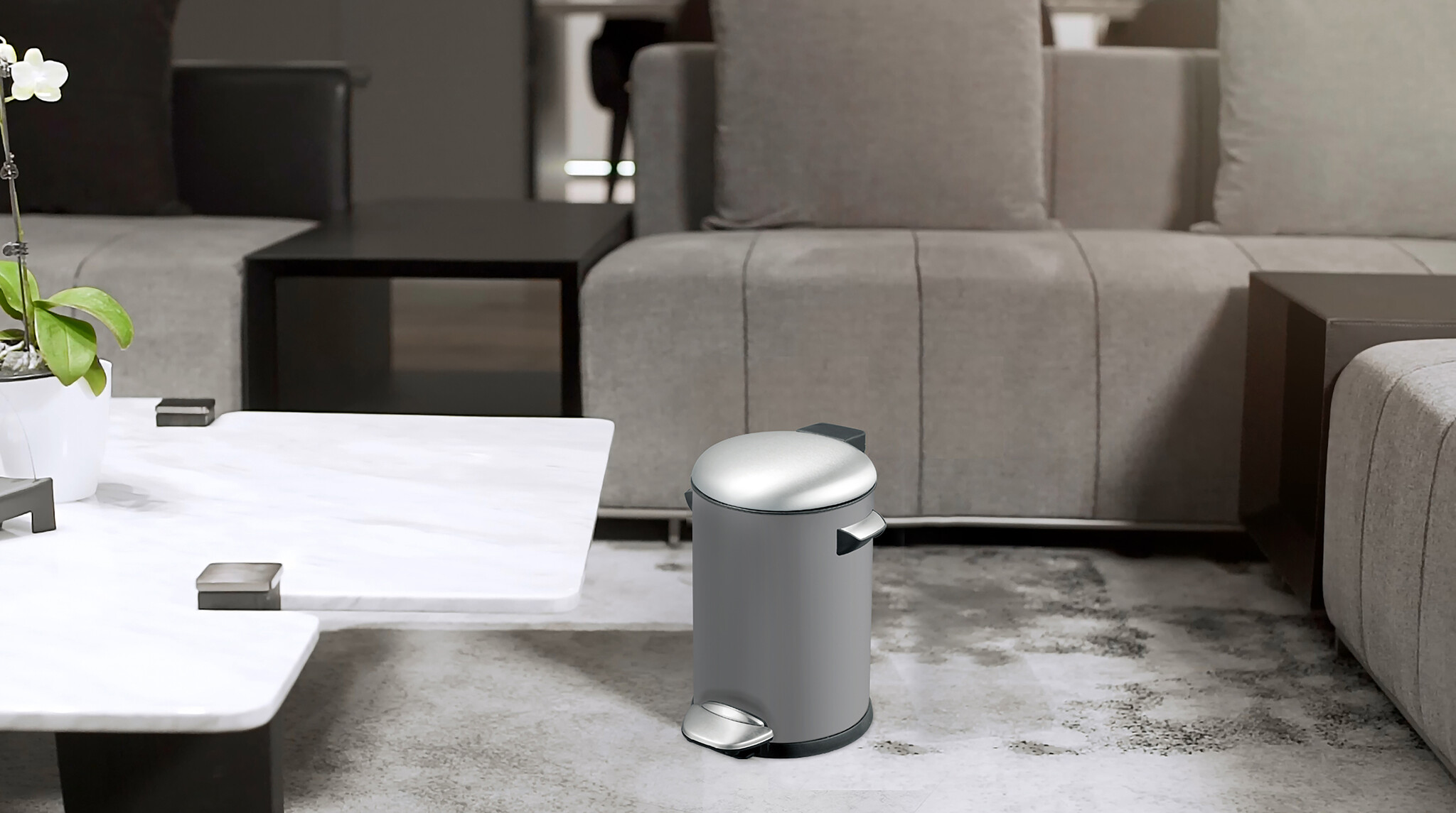 EKO Belle Deluxe pedaalemmer 5 liter (grijs, sandcoated)