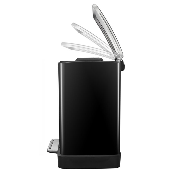 EKO E-Cube pedaalemmer 12 liter (zwart glanzend, mat RVS)