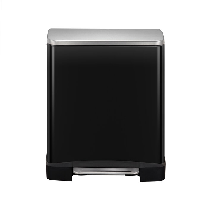 EKO E-Cube pedaalemmer 12 liter (zwart glanzend, mat RVS)