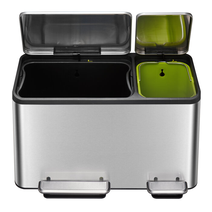 EKO EcoCasa Recycler pedaalemmer 30+15 liter mat RVS