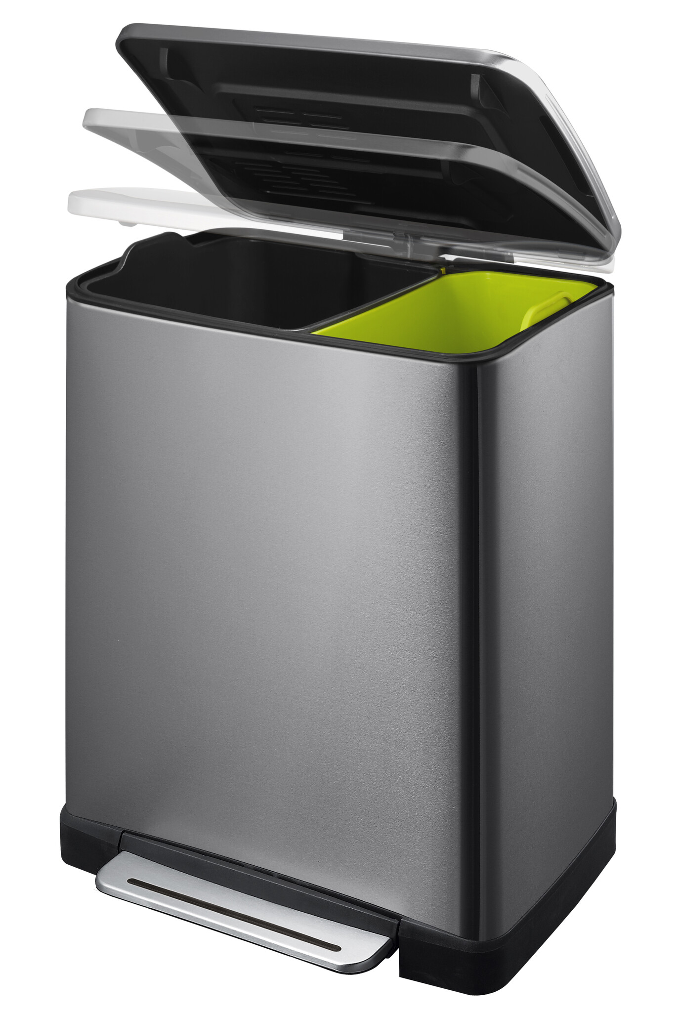 EKO E-Cube recycling pedaalemmer 28+18 liter black steel