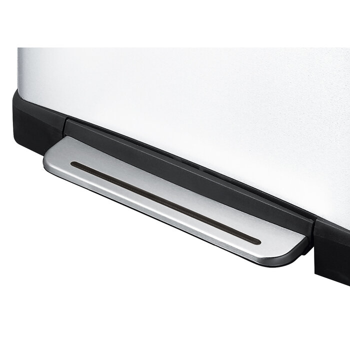 EKO E-Cube recycling pedaalemmer 28+18 liter (wit, mat RVS)