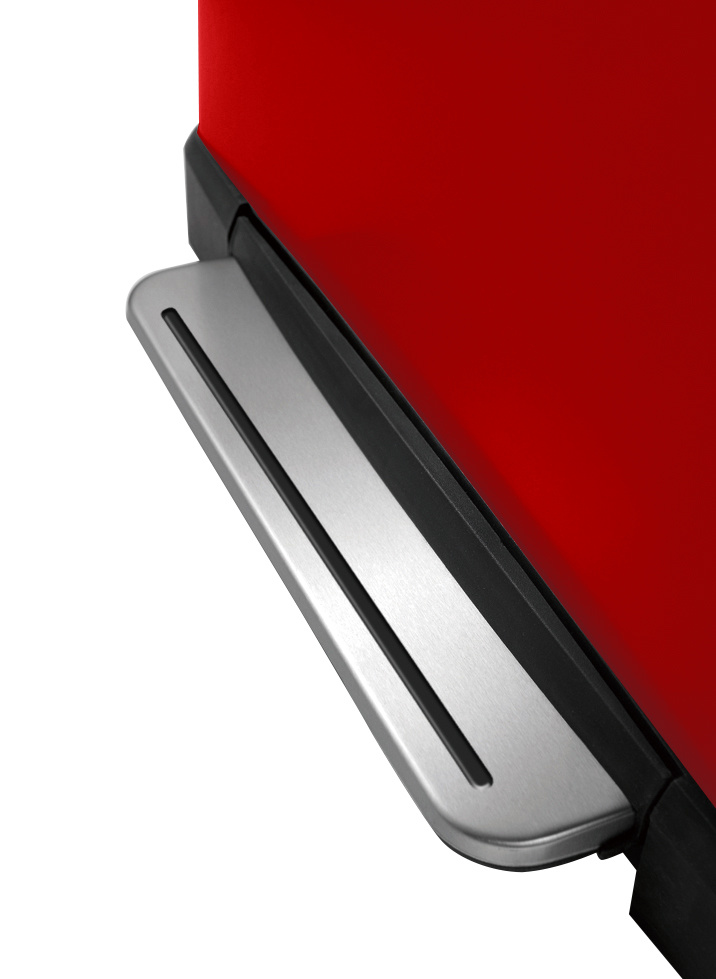 EKO E-Cube recycling pedaalemmer 28+18 liter (rood, mat RVS)