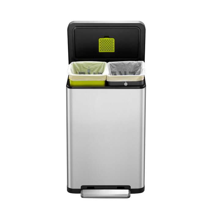 EKO X-Cube recycling pedaalemmer 20+20 liter mat RVS