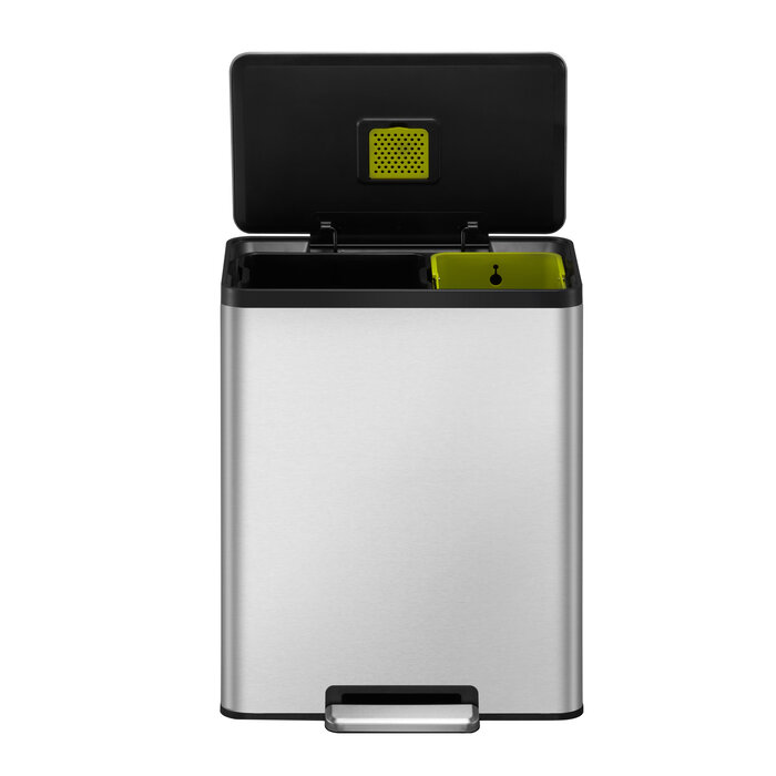 EKO EcoCasa 2 recycling pedaalemmer 36+24 liter mat RVS