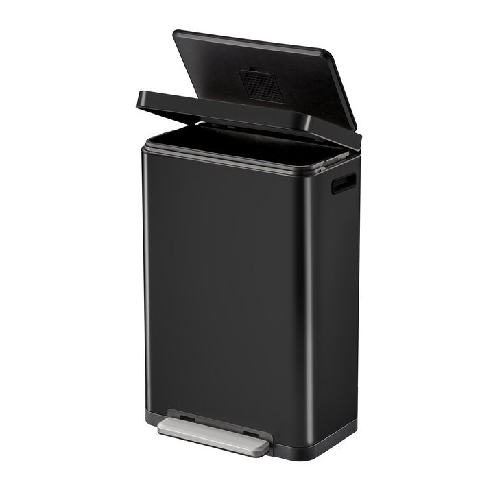 EKO X-Cube pedaalemmer 30 liter (zwart glanzend, mat RVS)