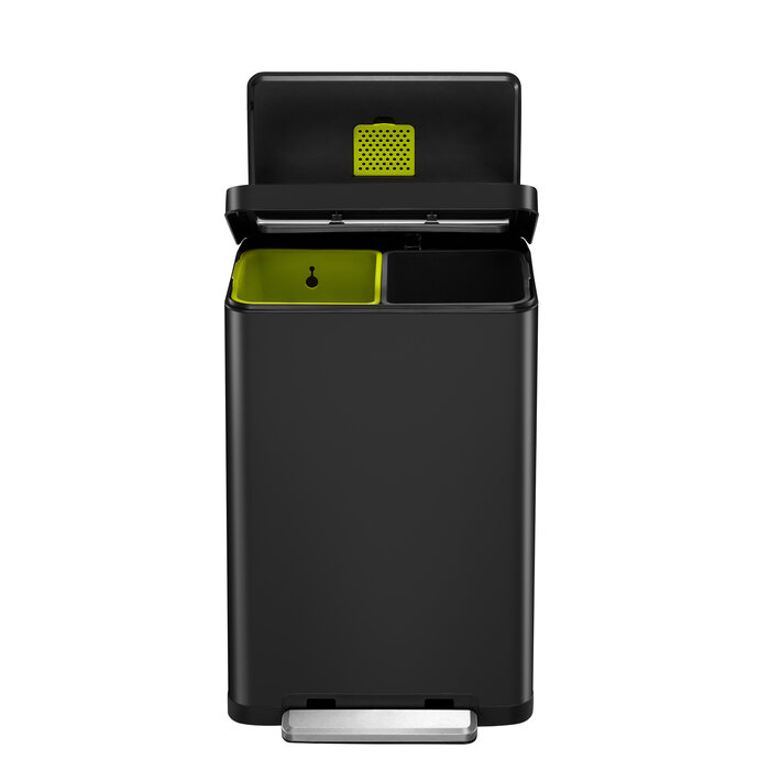 EKO X-Cube recycling pedaalemmer 20+20 liter (zwart glanzend, mat RVS)