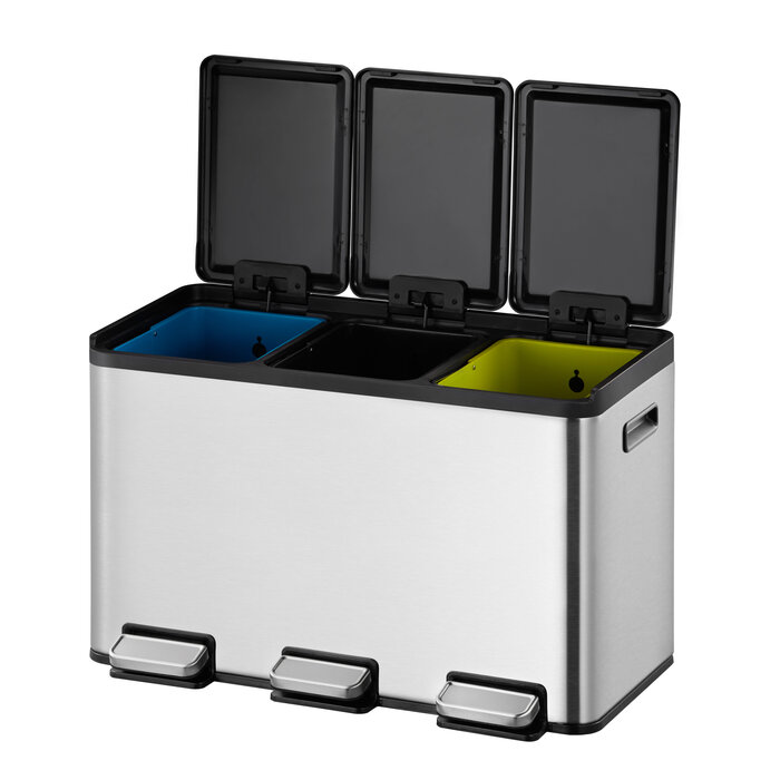 EKO Essential splitted Recycler pedaalemmer 10+10+10 liter mat RVS