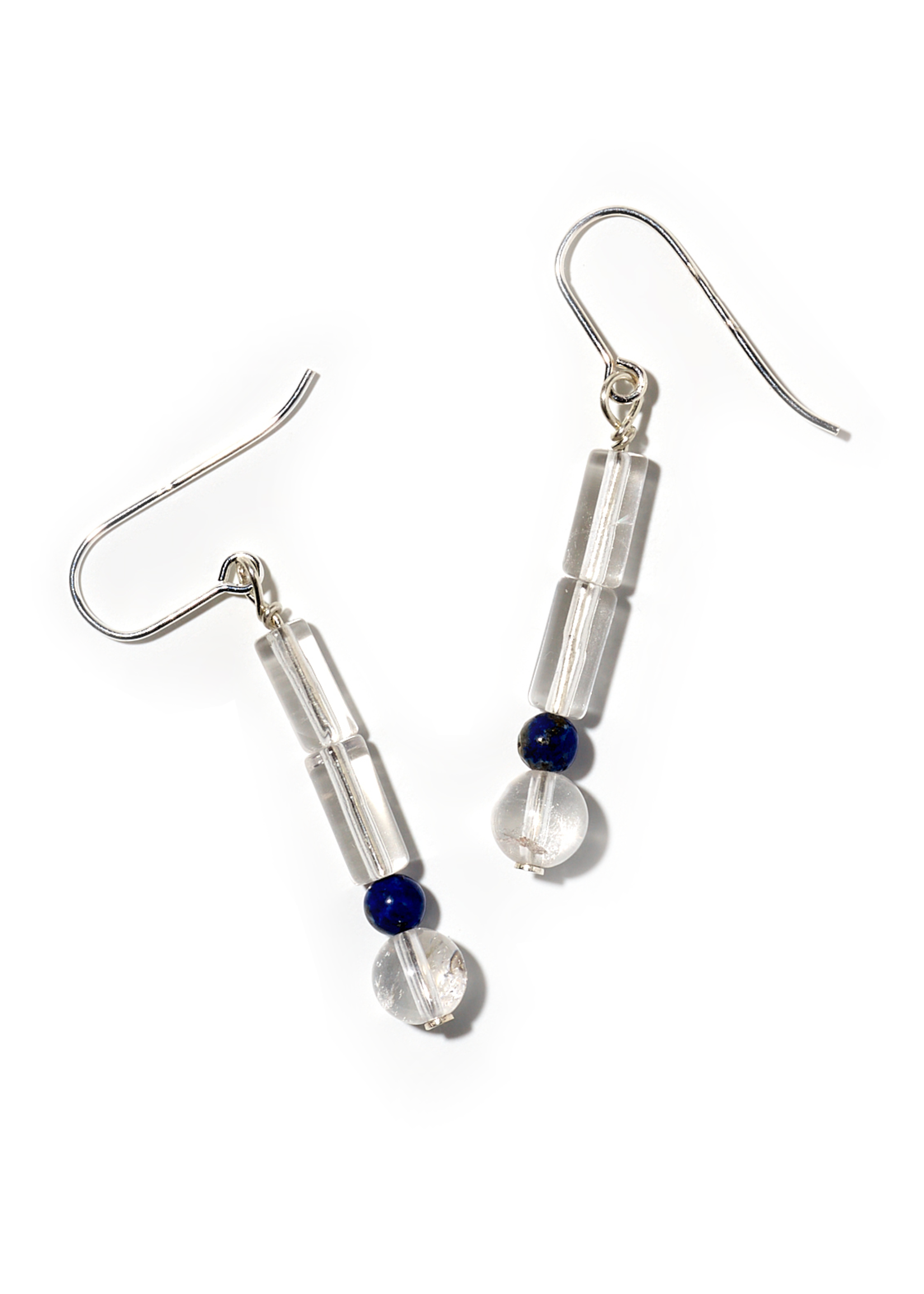 SABINA, Ohrhänger, 925 Silber, Bergkristall und Lapislazuli