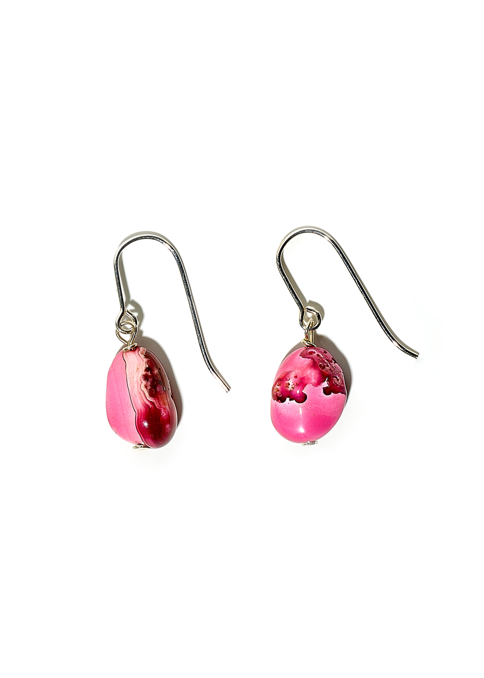 Unikat, Ohrhänger, rosa Achat, 925 Silber